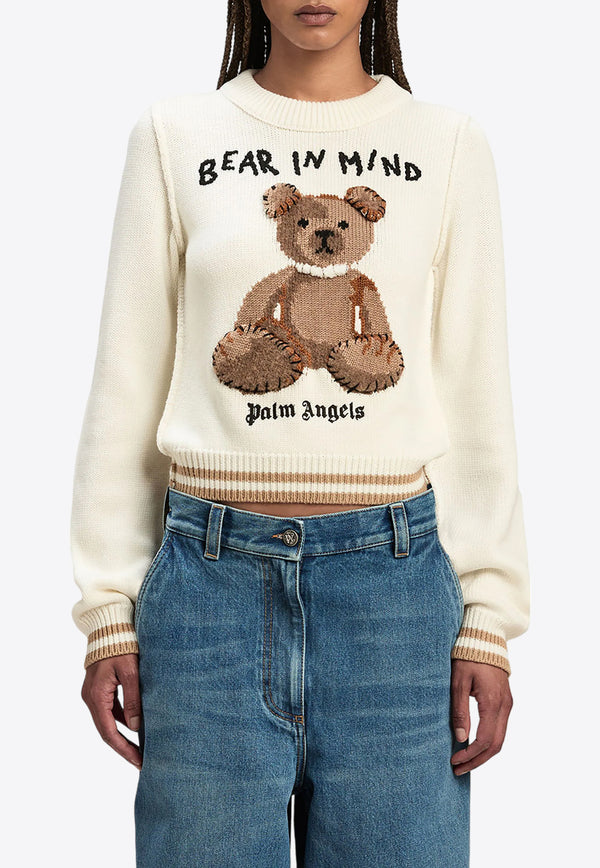 Palm Angels Bear In Mind Knitted Sweater White PWHE070F24KNI001_0360