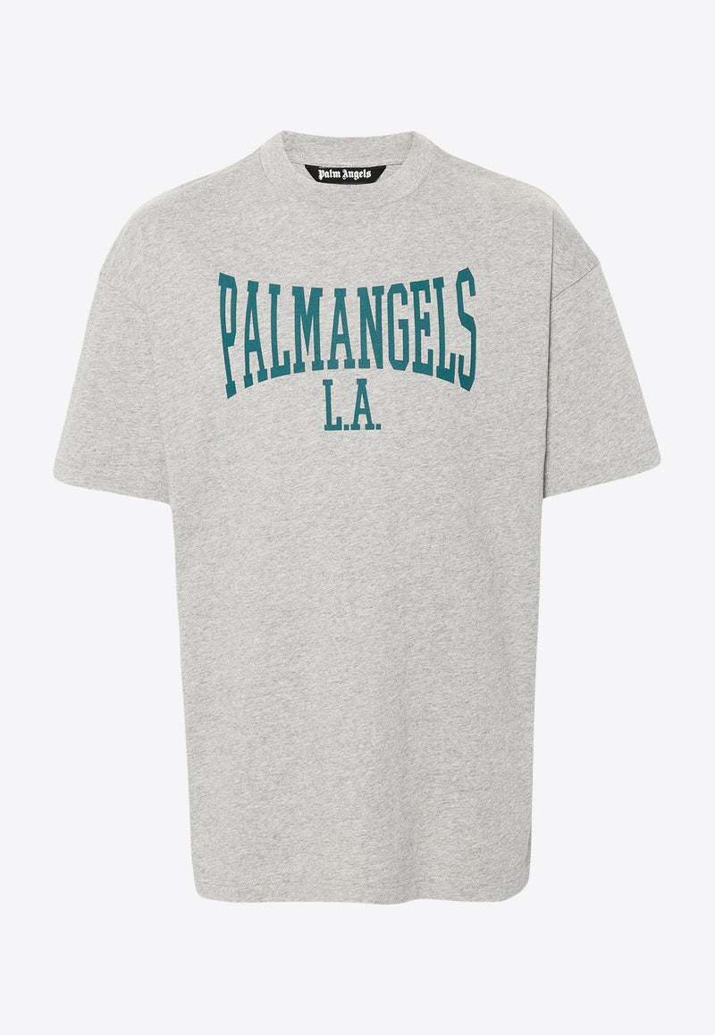 Palm Angels Logo Print College T-shirt Gray PMAA001F24JER006_0848