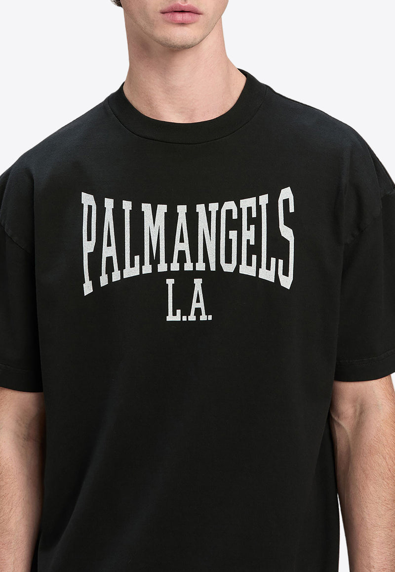 Palm Angels Logo Print College T-shirt Black PMAA001F24JER005_1003