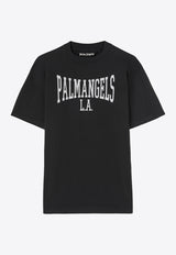 Palm Angels Logo Print College T-shirt Black PMAA001F24JER005_1003