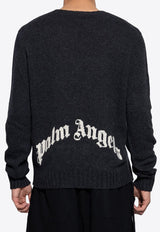 Palm Angels Curve Logo Crewneck Sweater Gray PMHE027F24KNI001_0703