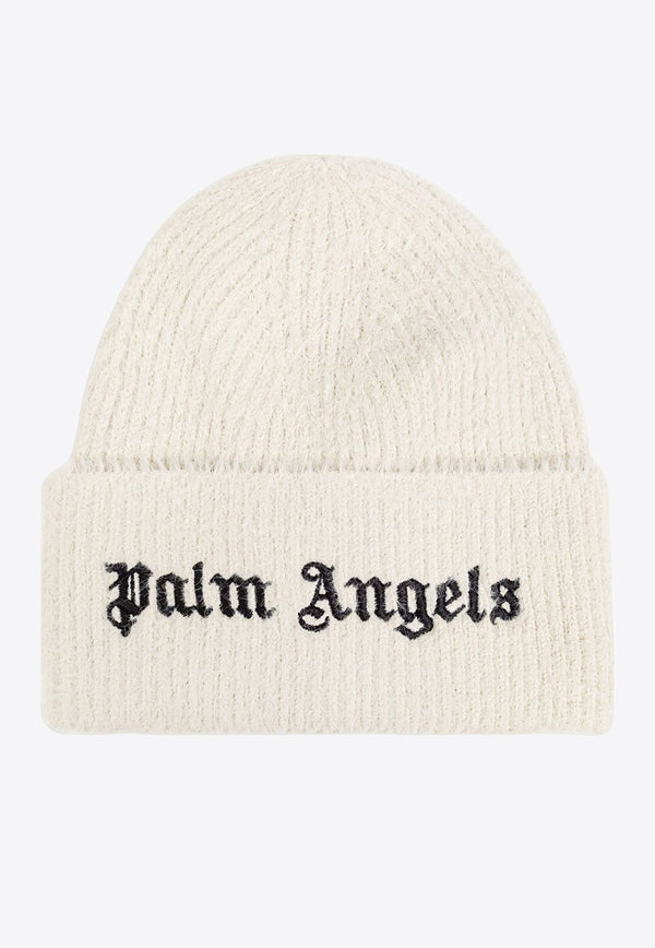 Palm Angels Logo Embroidered Ribbed Beanie Off-white PWLC015F24KNI003_0310