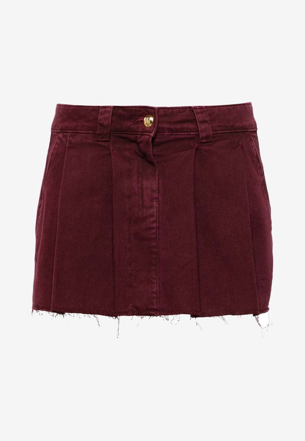 Elisabetta Franchi Pleated Mini Denim Skirt Bordeaux GJ30D46E2_CG3