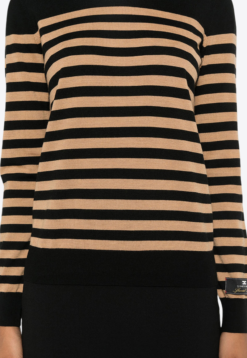 Elisabetta Franchi Striped Wool Sweater Brown MK69S46E2_CO5