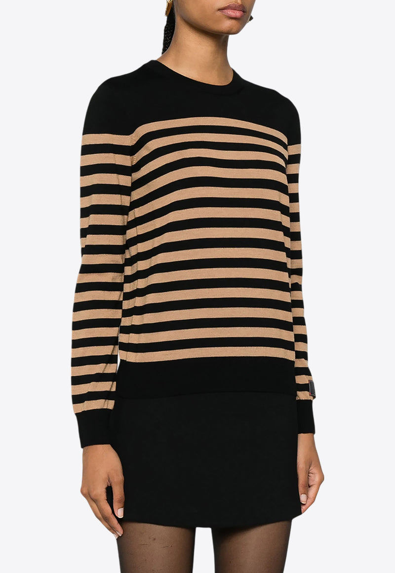 Elisabetta Franchi Striped Wool Sweater Brown MK69S46E2_CO5