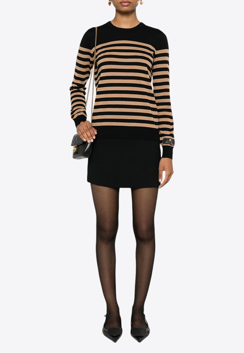 Elisabetta Franchi Striped Wool Sweater Brown MK69S46E2_CO5