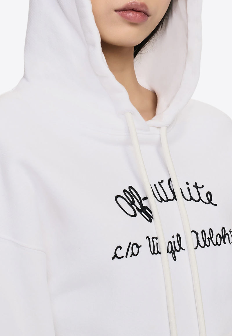 Off-White Embroidered Script Cropped Hoodie White OWBB056F24FLE003_0110