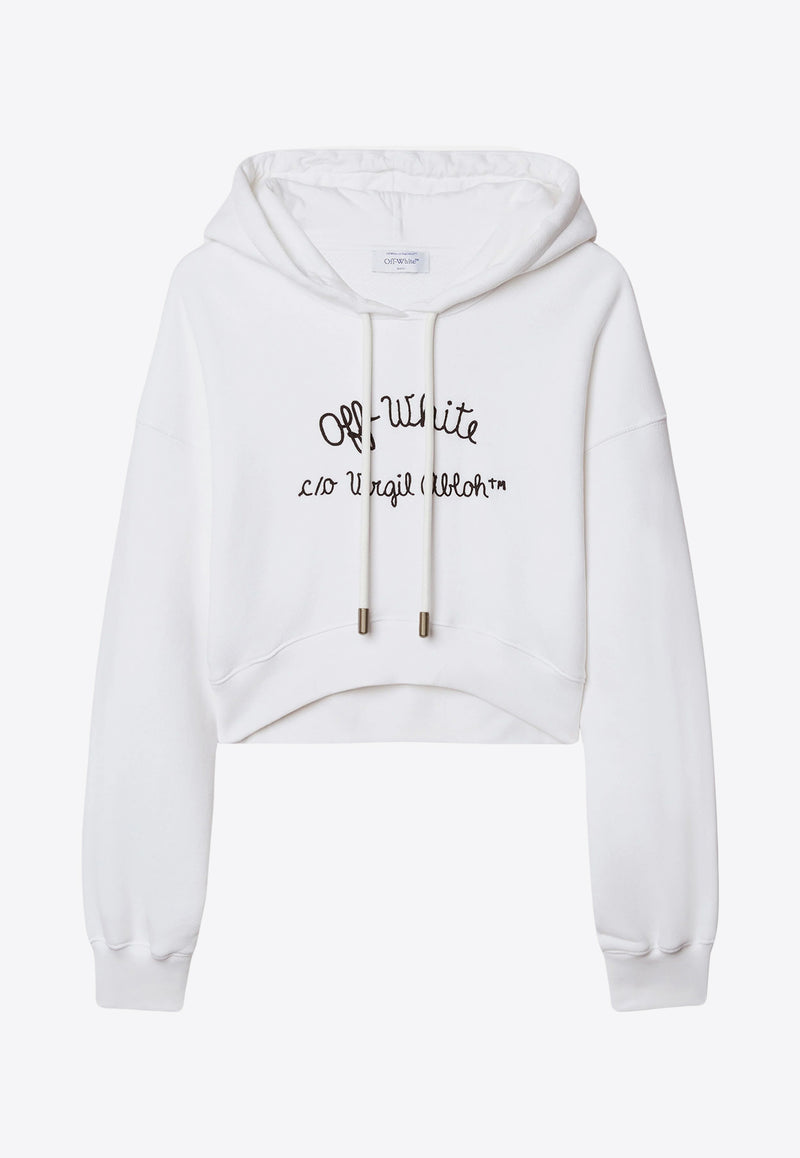 Off-White Embroidered Script Cropped Hoodie White OWBB056F24FLE003_0110