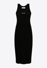 Miu Miu Logo Embroidered Sleeveless Midi Dress Black MMA878SOOO14M4_F0002