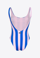 MC2 Saint Barth Lora Striped One-Piece Swimsuits Blue LOR0001_01180F