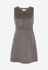 P.A.R.O.S.H Leak Belted Wool Mini Dress Taupe D721987LEAK24_008