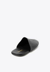 Miu Miu Embossed Logo Leather Slippers Black 5S322EFA0053AP6_F0002