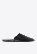 Miu Miu Embossed Logo Leather Slippers Black 5S322EFA0053AP6_F0002