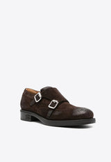 Miu Miu X Church's Monk Strap Suede Brogue Shoes Brown 5E039EFM0300B2_F0003