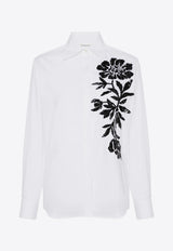 P.A.R.O.S.H Class Floral Embroidered Long-Sleeved Shirt White D380618CLASS_802