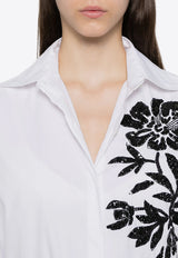 P.A.R.O.S.H Class Floral Embroidered Long-Sleeved Shirt White D380618CLASS_802