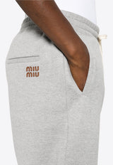 Miu Miu Logo Patch Drawstring Track Pants Gray MJP325SOOO13UK_F0031