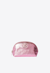 Off-White Arcade Metallic Leather Vanity Pouch Pink OWNS029F24LEA002_3B00