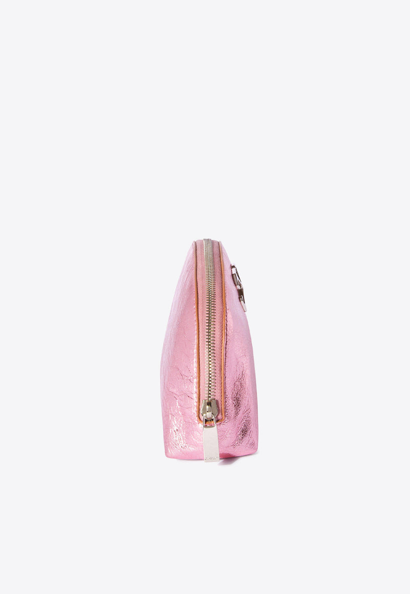 Off-White Arcade Metallic Leather Vanity Pouch Pink OWNS029F24LEA002_3B00