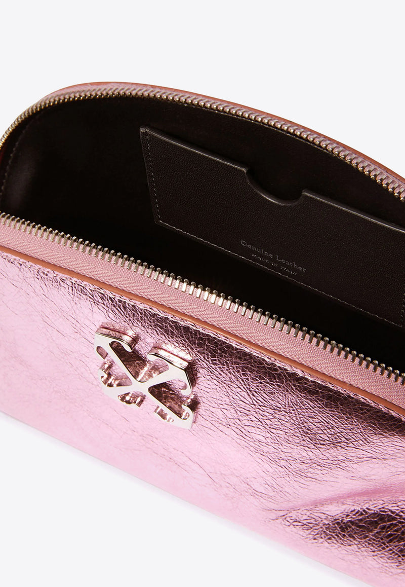 Off-White Arcade Metallic Leather Vanity Pouch Pink OWNS029F24LEA002_3B00