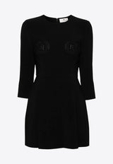 Elisabetta Franchi Logo Embroidered Mini Dress  Black AB67946E2_110