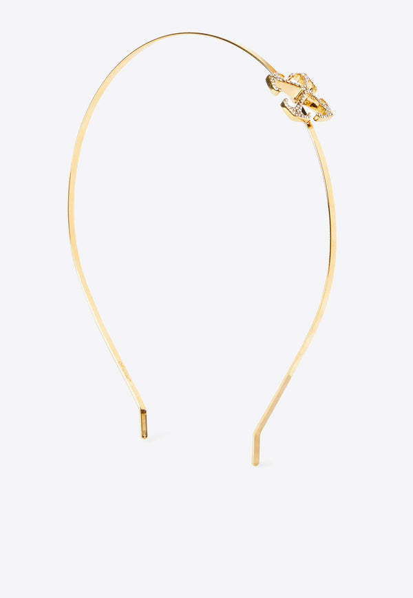 Off-White Crystal Arrow Logo Headband Gold OWOE001F24MET001_7672