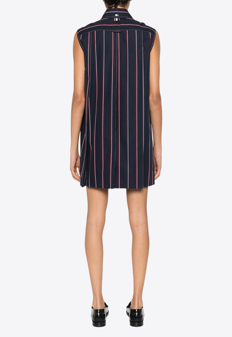 Thom Browne RWB Stripe Mini Wide Dress Navy FDSE88AF0658_415