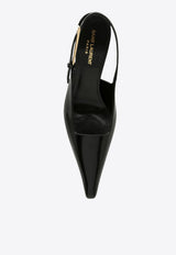 Saint Laurent Lee 75 Patent Leather Slingback Pumps Black 799704AAAZY/P_YSL-1000