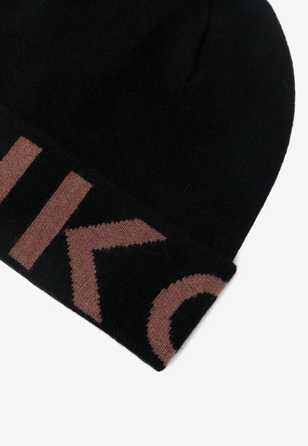 PINKO Logo Jacquard Turn-Up Beanie Black 101507A101_ZL6