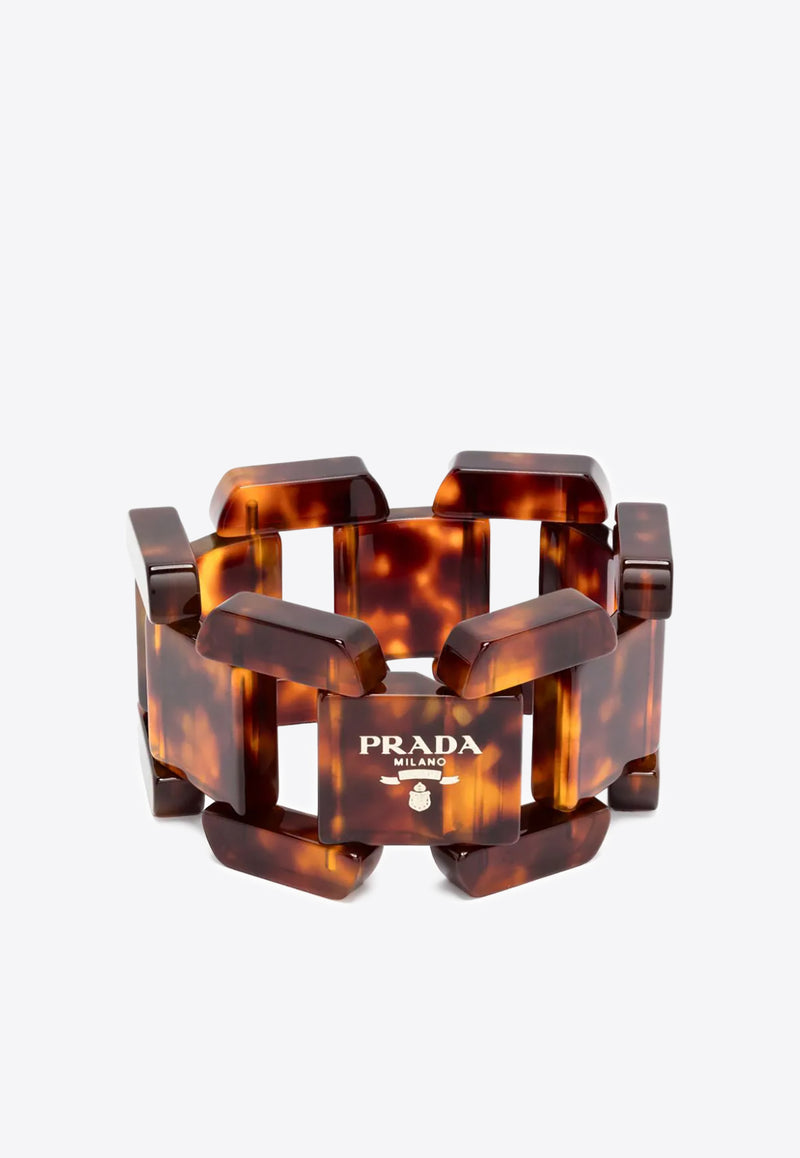 Prada Stamped Logo Plexiglass Cuffed Bracelet Brown 1IB5622CL2_F03U2