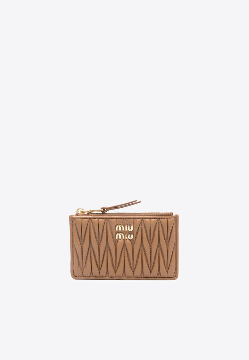 Miu Miu Matelassé Zipped Leather Wallet Caramel 5MB06M2FPP_F098L