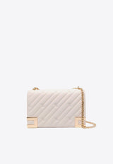 Elisabetta Franchi Large Logo Crossbody Bag in Quilted Leather Off-white BS54A46E2_CI4