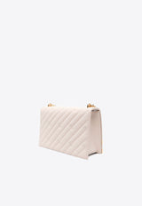 Elisabetta Franchi Large Logo Crossbody Bag in Quilted Leather Off-white BS54A46E2_CI4