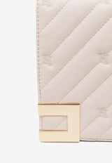 Elisabetta Franchi Large Logo Crossbody Bag in Quilted Leather Off-white BS54A46E2_CI4