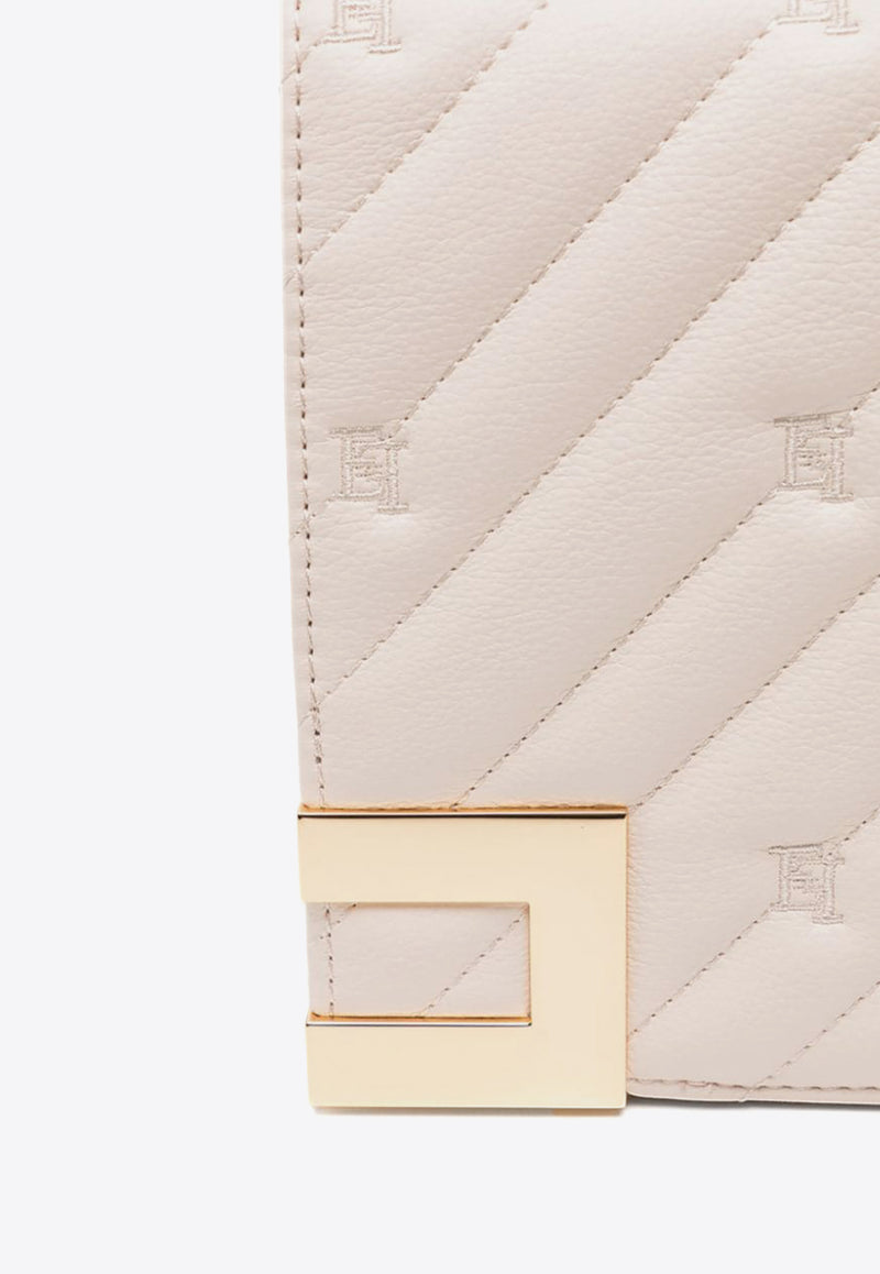 Elisabetta Franchi Large Logo Crossbody Bag in Quilted Leather Off-white BS54A46E2_CI4