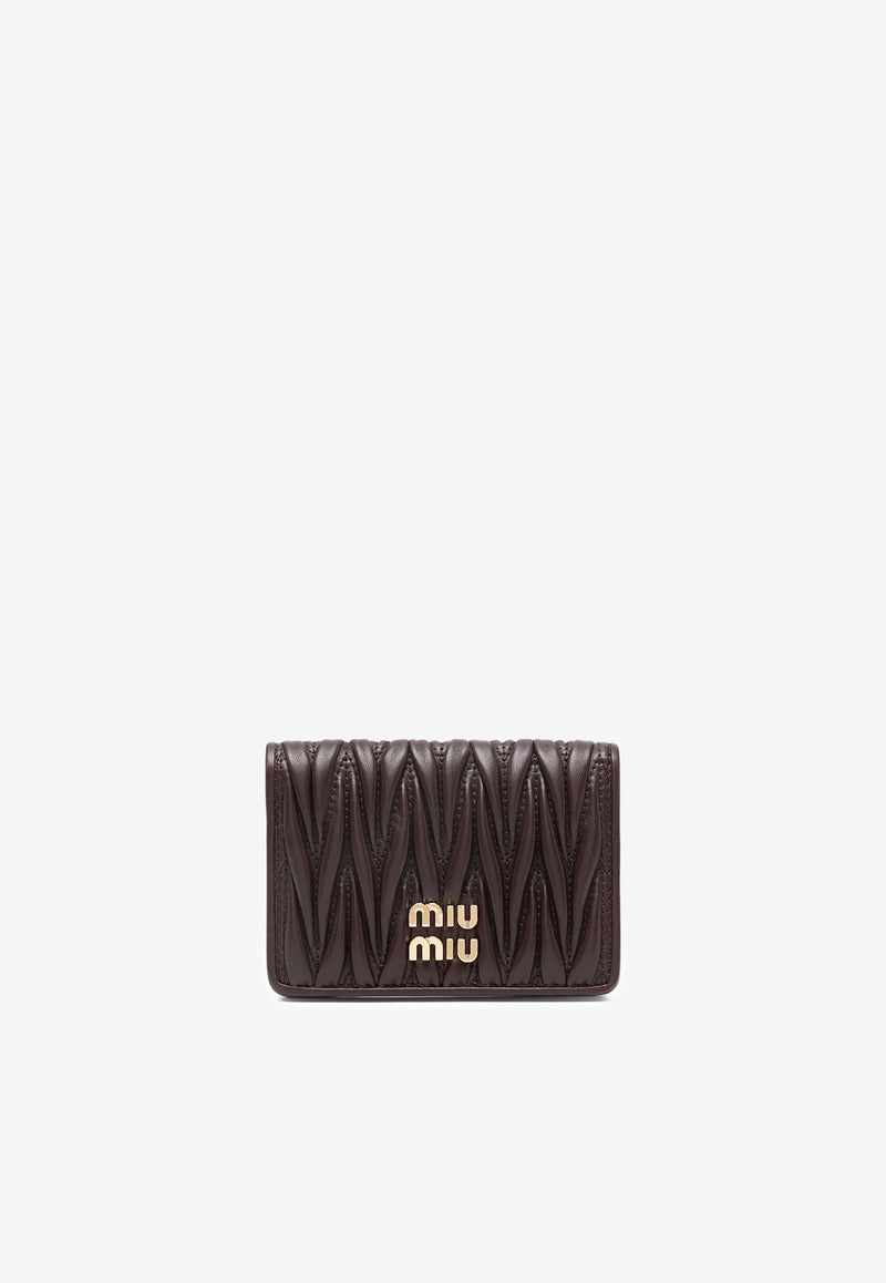 Miu Miu Logo Plaque Matelassé Leather Wallet Chocolate 5MC1032FPP_F0NBL