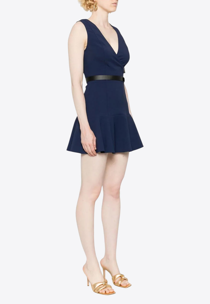 Elisabetta Franchi Crepe Sleeveless Mini Dress Navy AB60846E2_B75