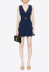 Elisabetta Franchi Crepe Sleeveless Mini Dress Navy AB60846E2_B75