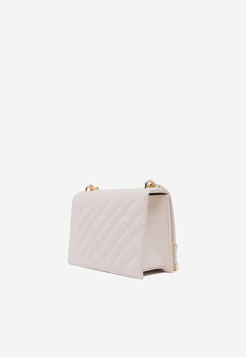 Elisabetta Franchi Medium Logo Crossbody Bag in Quilted Leather Off-white BS55A46E2_CI4