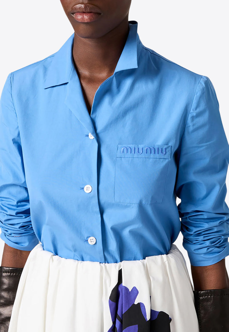 Miu Miu Long-Sleeved Poplin Shirt Light Blue MK1888SOOO15UL_F0013