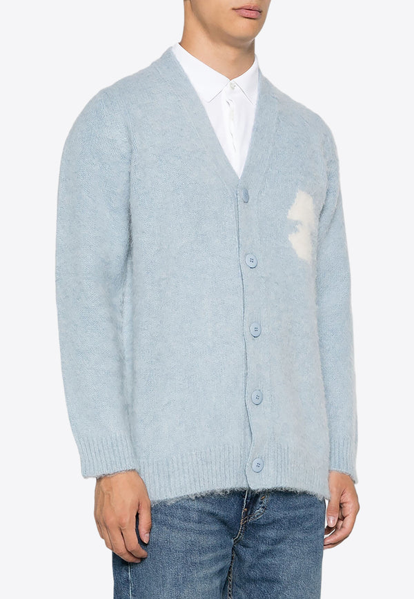 Autry Logo Embroidery Knitted Cardigan Light Blue CRPM77_WB