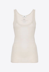 Elisabetta Franchi Logo Print Tank Top White CN08B46E2_CI4