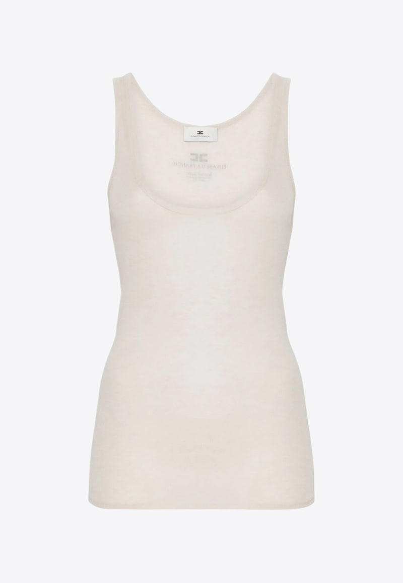 Elisabetta Franchi Logo Print Tank Top White CN08B46E2_CI4