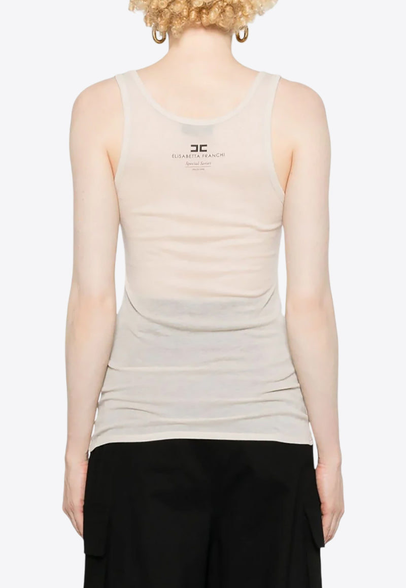 Elisabetta Franchi Logo Print Tank Top White CN08B46E2_CI4