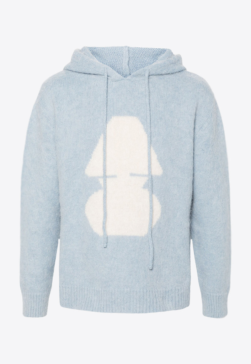 Autry Logo Embroidery Knitted Hoodie Light Blue HOPX78_WB