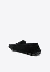 Prada Triangle Logo Suede Loafers Black 2DD177FG000054_F0002