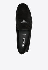 Prada Triangle Logo Suede Loafers Black 2DD177FG000054_F0002