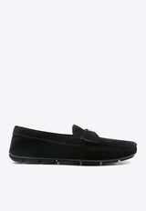 Prada Triangle Logo Suede Loafers Black 2DD177FG000054_F0002