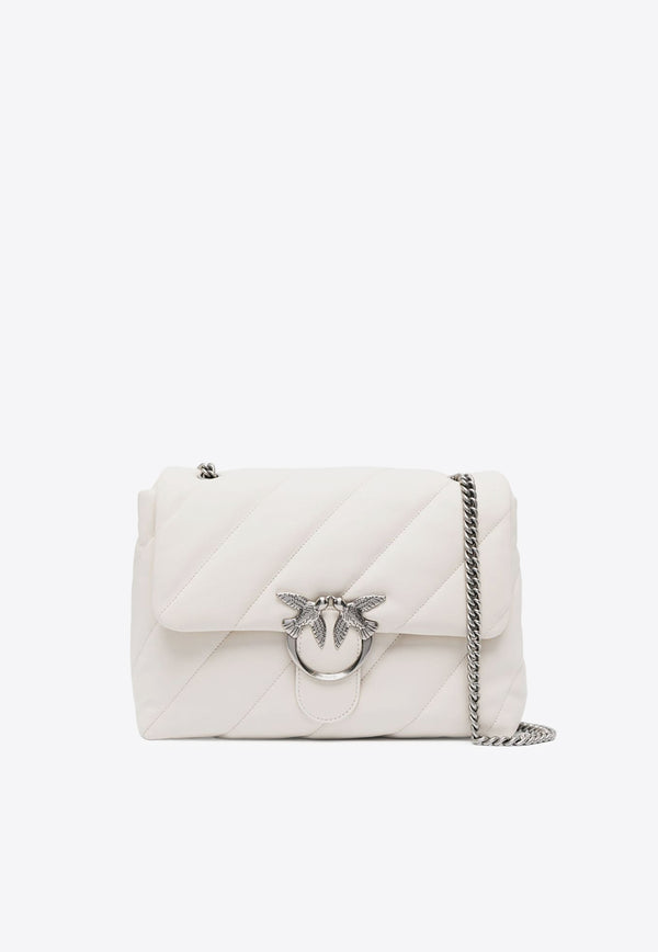 PINKO Large Love Puff Leather Shoulder Bag White 100037A0F2_Z14O