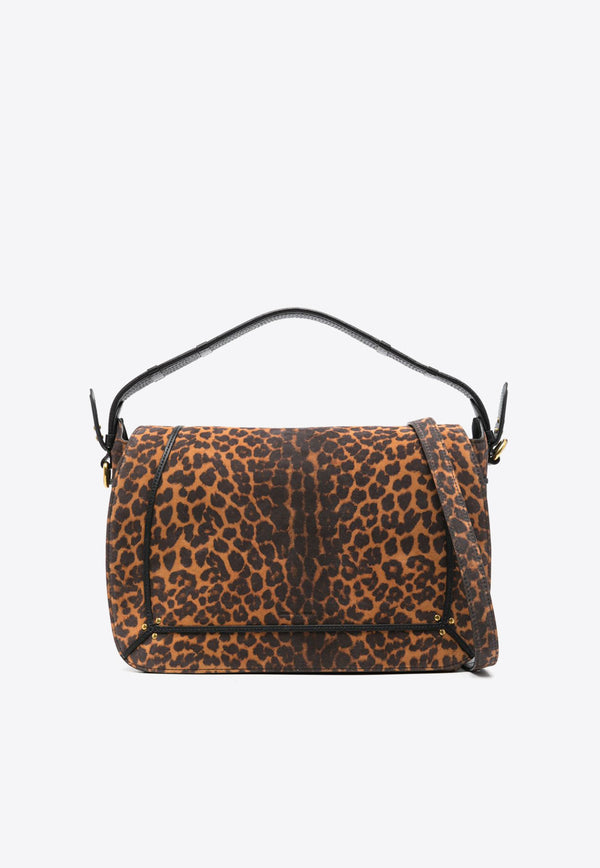 Jérôme Dreyfuss Large Pepito Leopard Print Shoulder Bag Brown 44PEPLCR_Léo Chamois